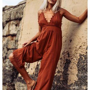 Billabong Lace and Lies Cottagecore Jumpsuit, sz S